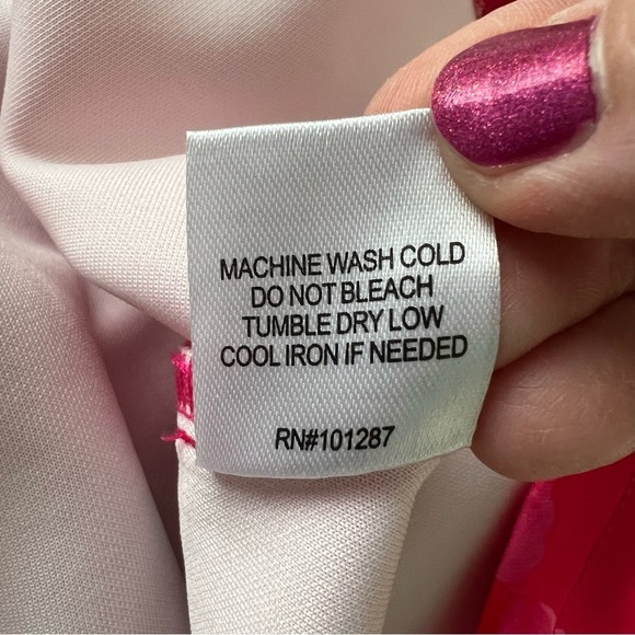 Alexia Admor Alexa Long Sleeve Lace Trim Mini Dress Hot Pink‎ Floral Size 8 - Picture 11 of 11